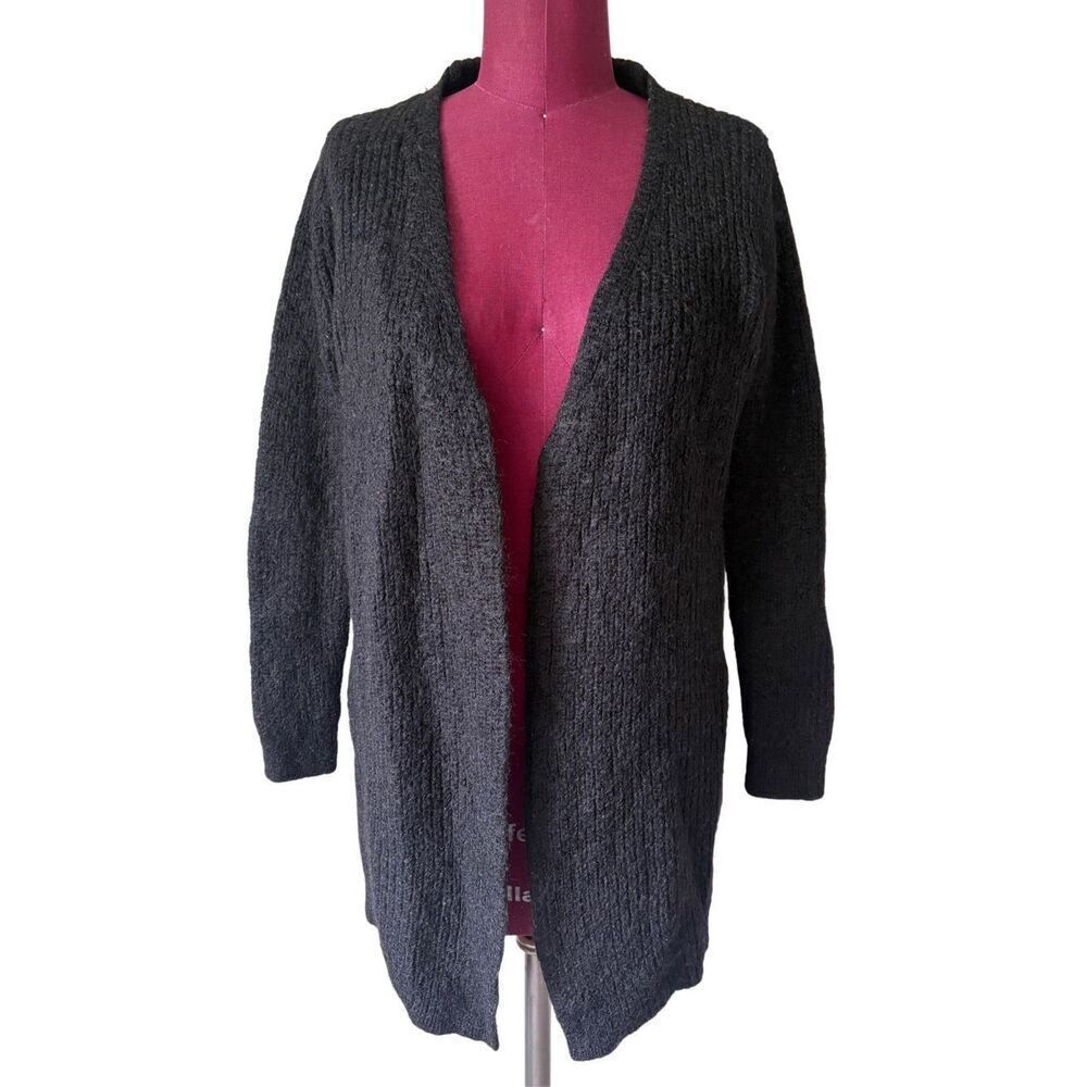 Cos Mohair Wool Cardigan size S Ribbed‎ Black Open Front